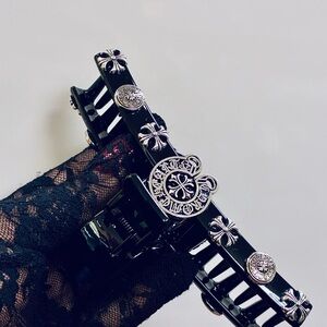 Chrome Hearts Black Hair Clip with Silver Details